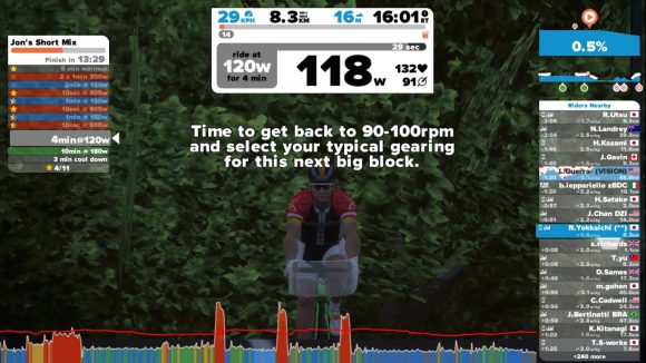 Zwift ワークアウト画面